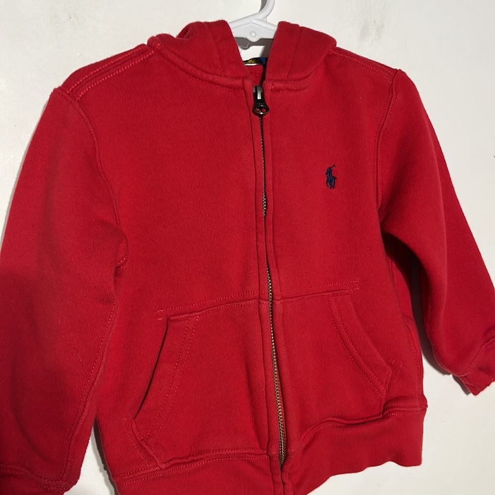 Polo Ralph Lauren Red Logo Fleece Full Zip Hoodie Size 3T - Picture 2 of 8